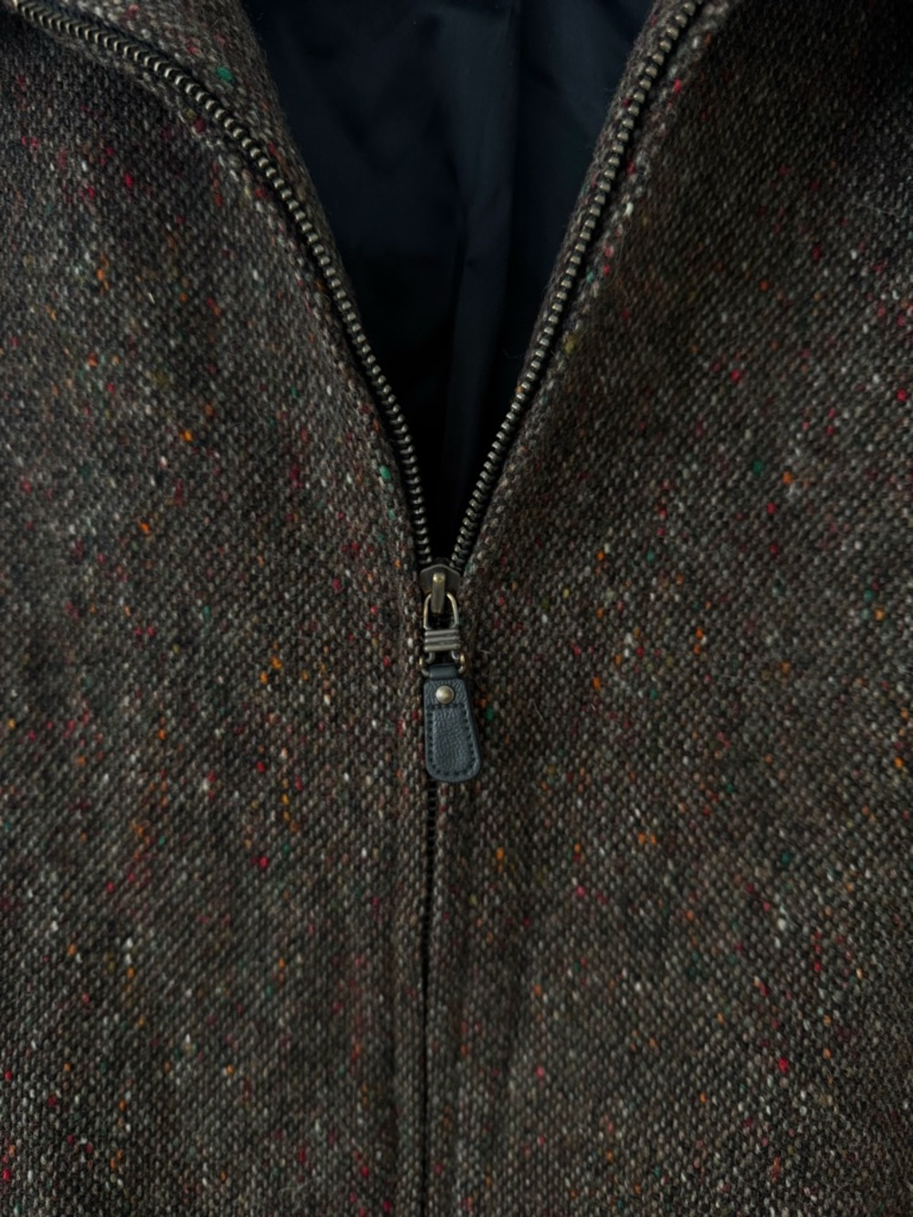 Vintage Peter James Men's XL Brown Wool Cashmere Zip-Up Jacket Sweater Luxury - Picture 4 of 16